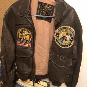 mickey mouse leather bomber jacket